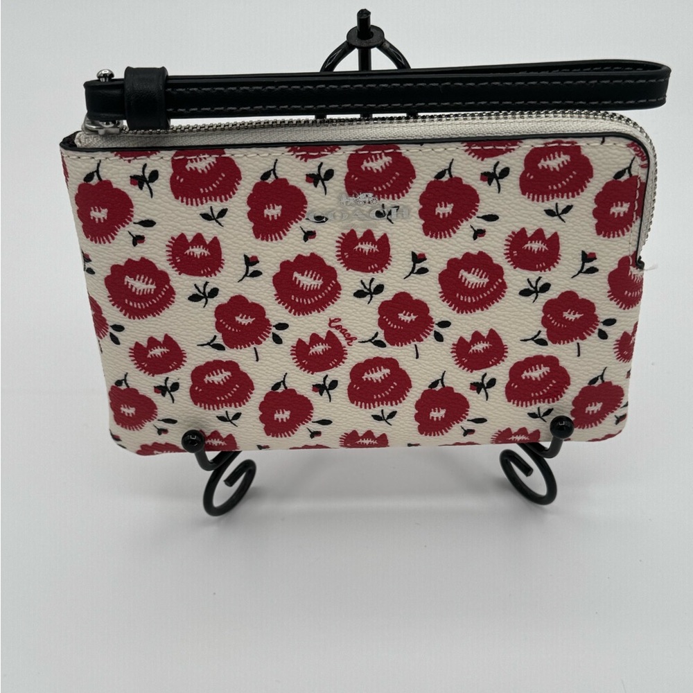 Coach Red Floral Wristlet Clutch